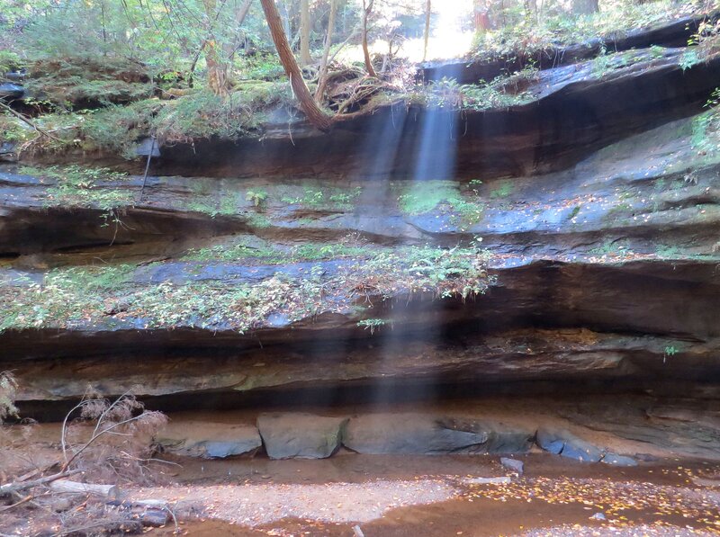Small Waterfall in Canyon — Green, Serene, Afternoon, Photograph