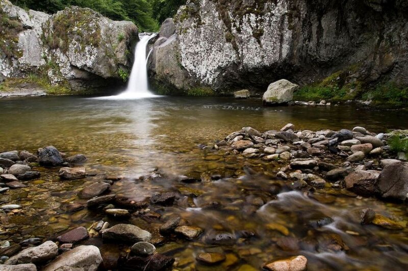Small Waterfall in Canyon — Green, Serene, Photograph