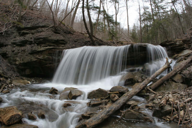 Small Waterfall in Forest — Brown, Calm
