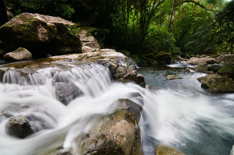 Small Waterfall in Forest — Green, Serene, Afternoon, Photograph, River, Rocks