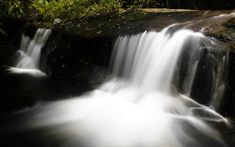 Small Waterfall in Forest — White, Serene, Photograph
