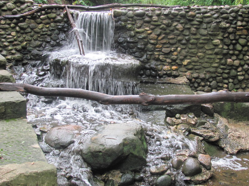 Small Waterfall in Garden — Green, Calm