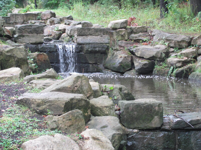 Small Waterfall in Garden — Green, Serene, Autumn