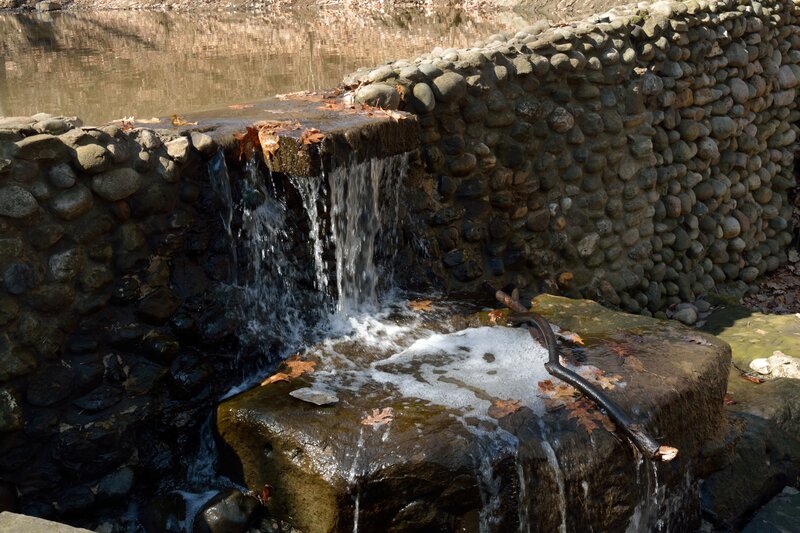 Small Waterfall in Park — Brown, Calm