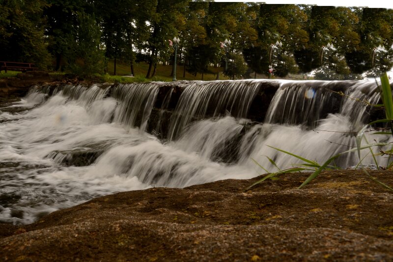 Small Waterfall in Park — Green, Calm, Afternoon