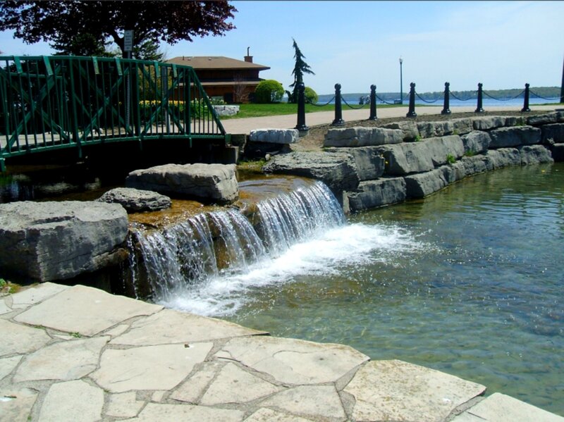 Small Waterfall in Park — Green, Serene, Summer