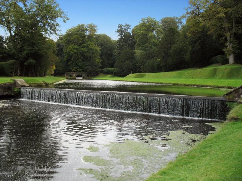 Small Waterfall in Park — Green
