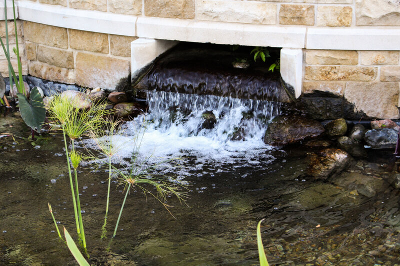 Small Waterfall in Pond — Green, Serene