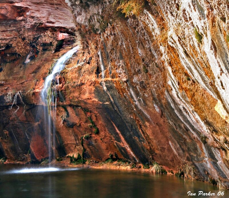 Small Waterfall in Rock — Brown