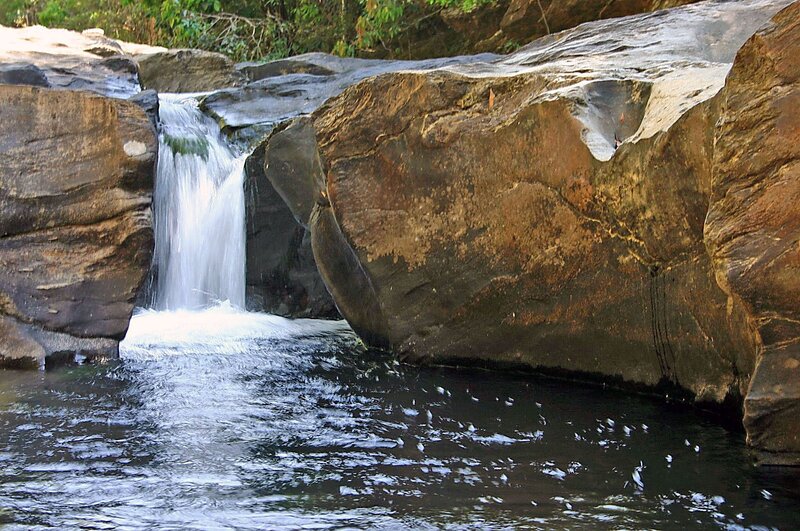 Small Waterfall in Rocks — Brown