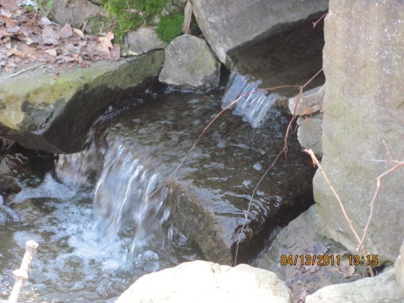 Small Waterfall in Rocks — Gray