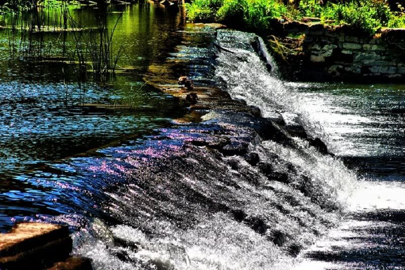 Small Waterfall in Stream — Blue