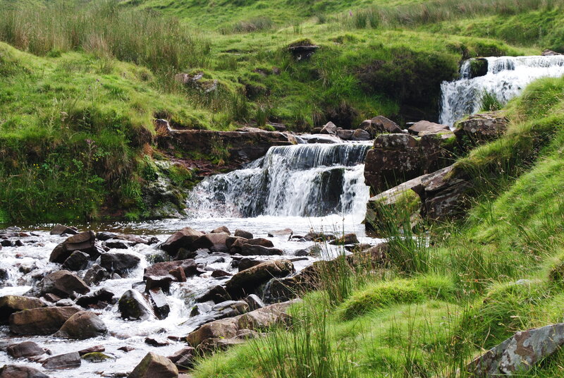 Small Waterfall in Stream — Green, Serene, Afternoon