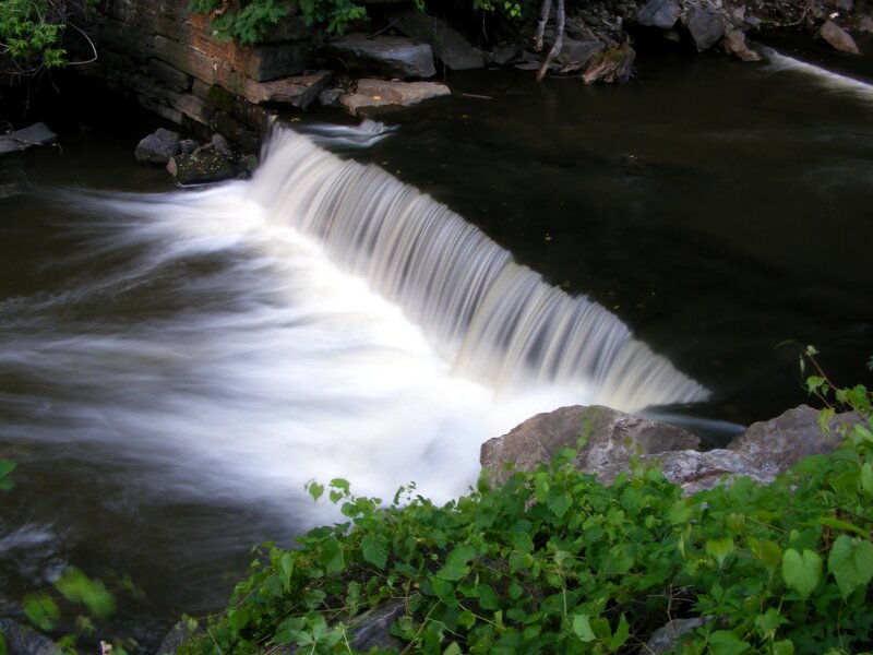 Small Waterfall in Stream — Green, Serene
