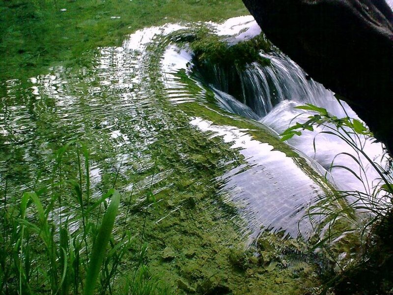 Small Waterfall in Stream — Green
