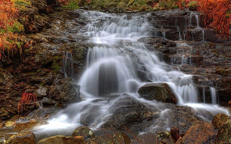 Small Waterfall on Rocks — Brown, Serene, Autumn
