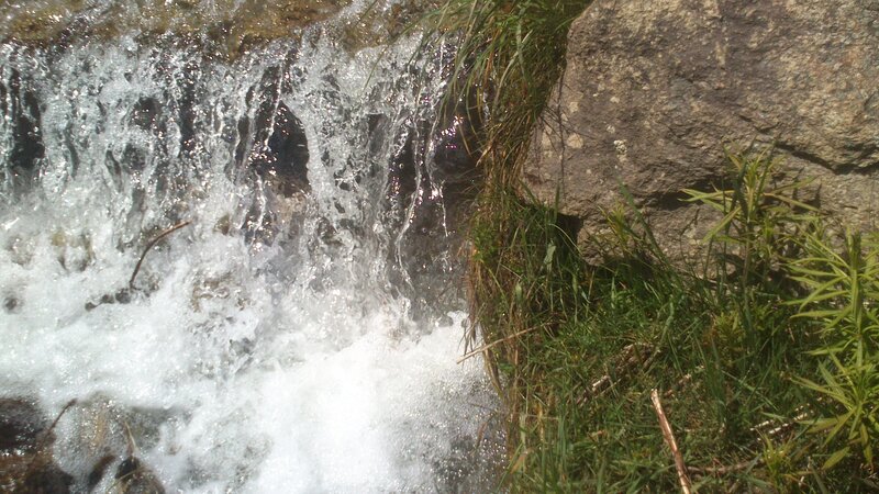 Small Waterfall on Rocks — Green, Calm, Afternoon