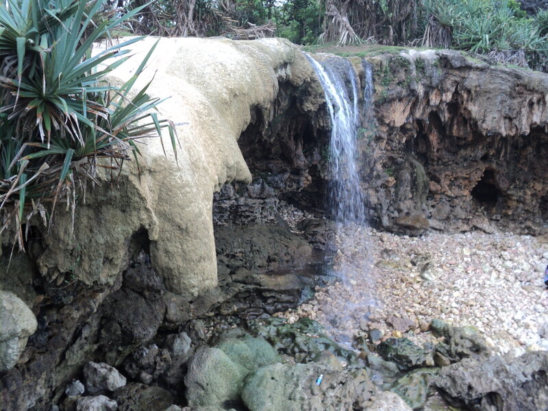 Small Waterfall on Rocks — Green, Natural, Afternoon