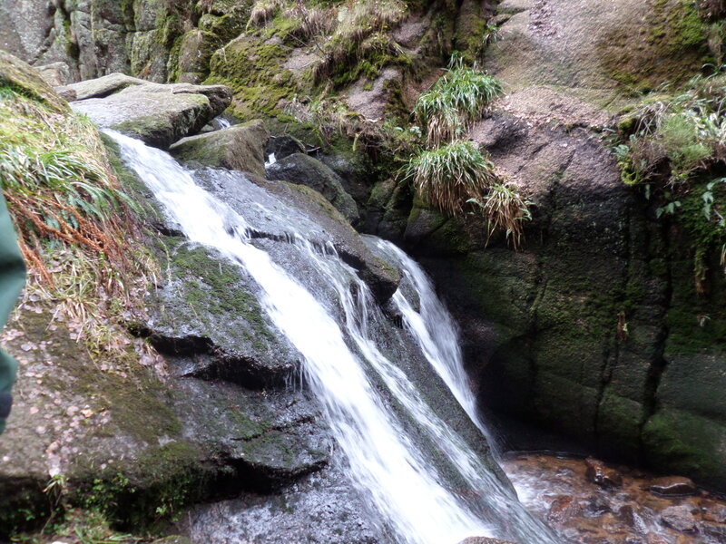 Small Waterfall on Rocks — Green, Natural, Photograph