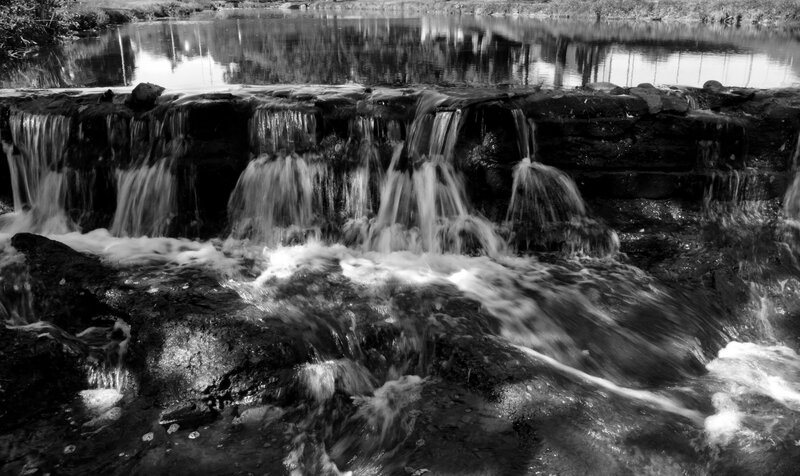 Small Waterfall over Rocks — Black