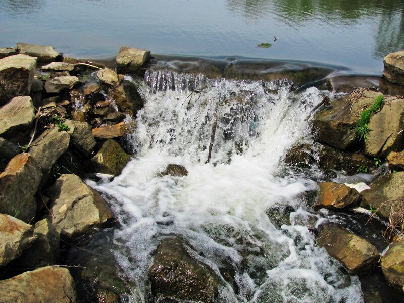 Small Waterfall over Rocks — Brown, Calm, Afternoon