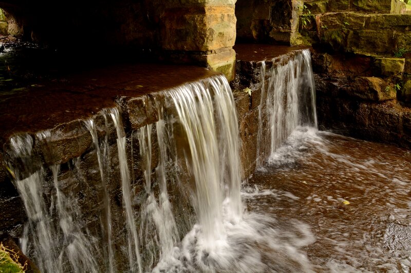 Small Waterfall over Rocks — Brown, Calm, Photograph, Water
