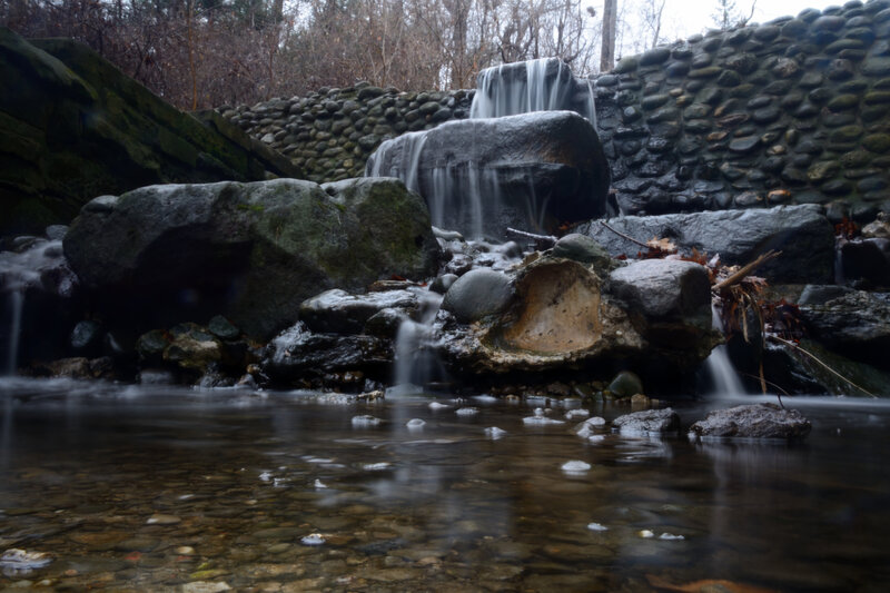Small Waterfall over Rocks — Gray, Calm, Autumn