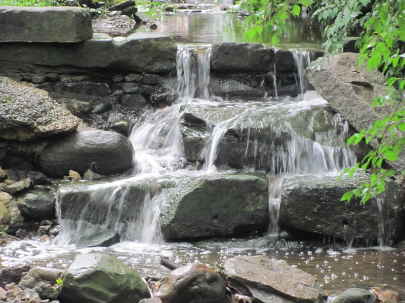 Small Waterfall over Rocks — Green, Serene, Summer
