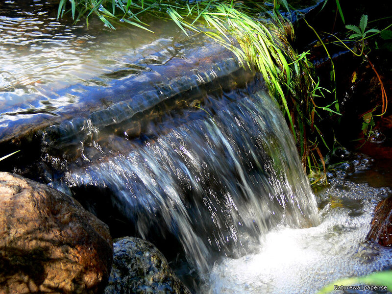 Small Waterfall over Rocks — Green