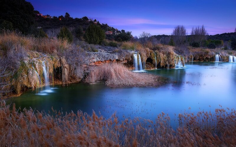 Small Waterfalls at Dusk — Blue