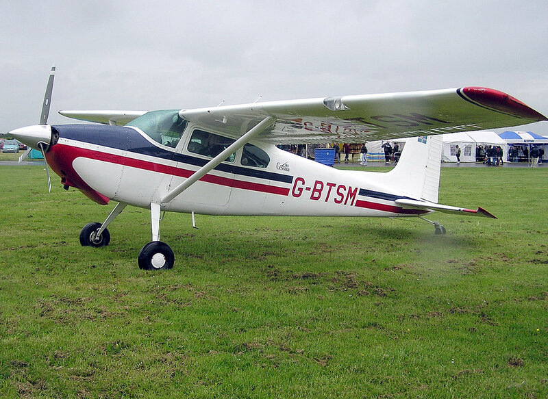 Small White Airplane — Green, Overcast