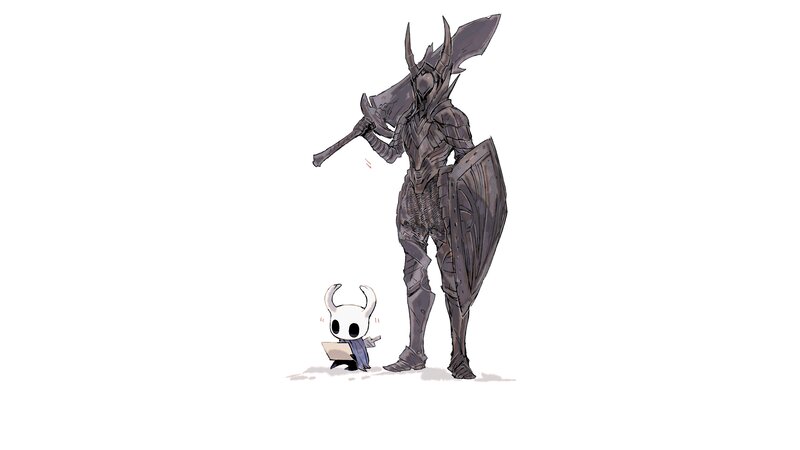 Small White Character with Knight