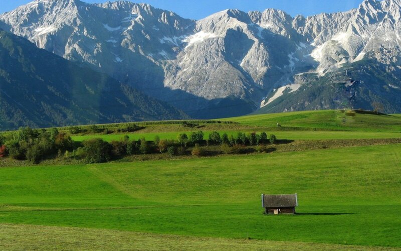 Small Wooden Hut in Field