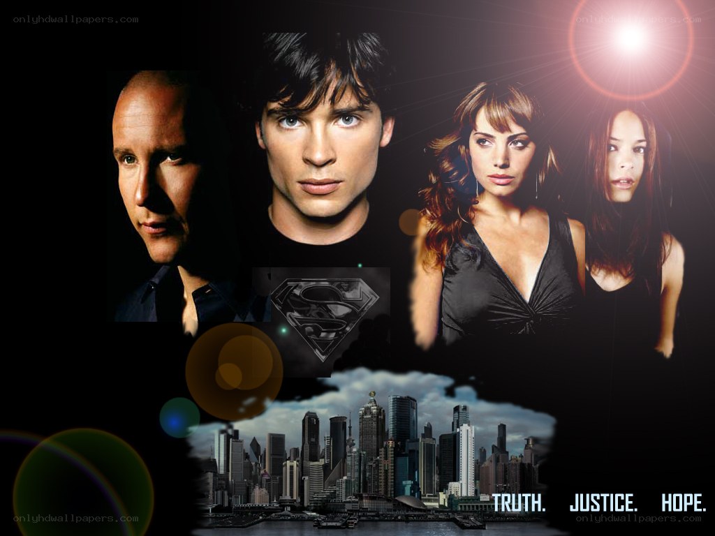 Smallville cast and cityscape