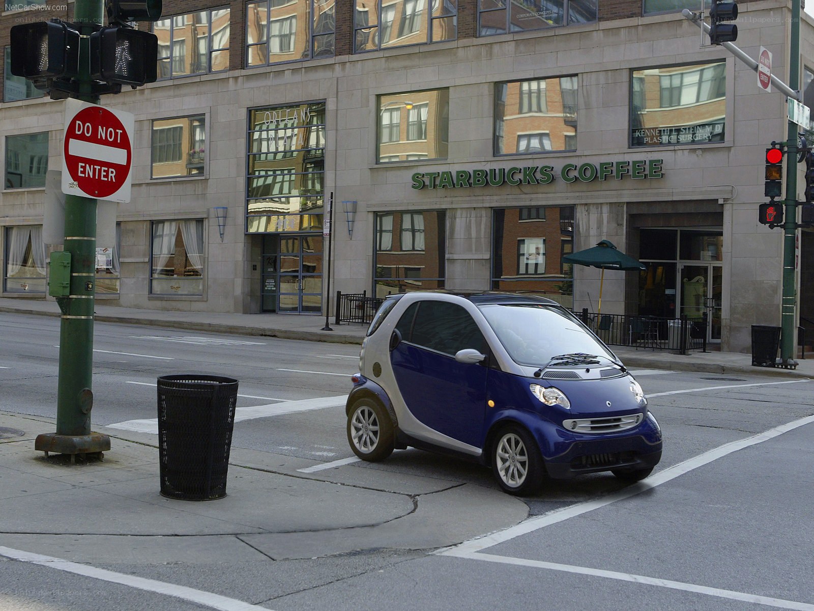Smart car at city intersection