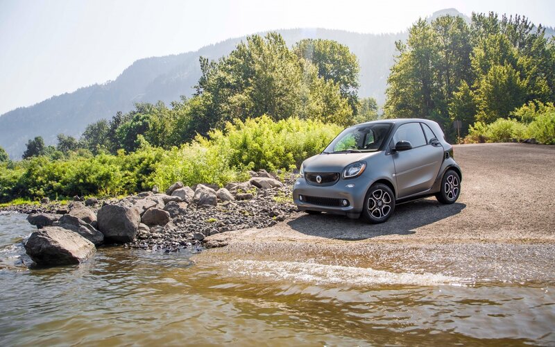 Smart car by a river