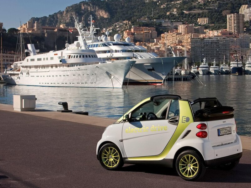 Smart car by the harbor