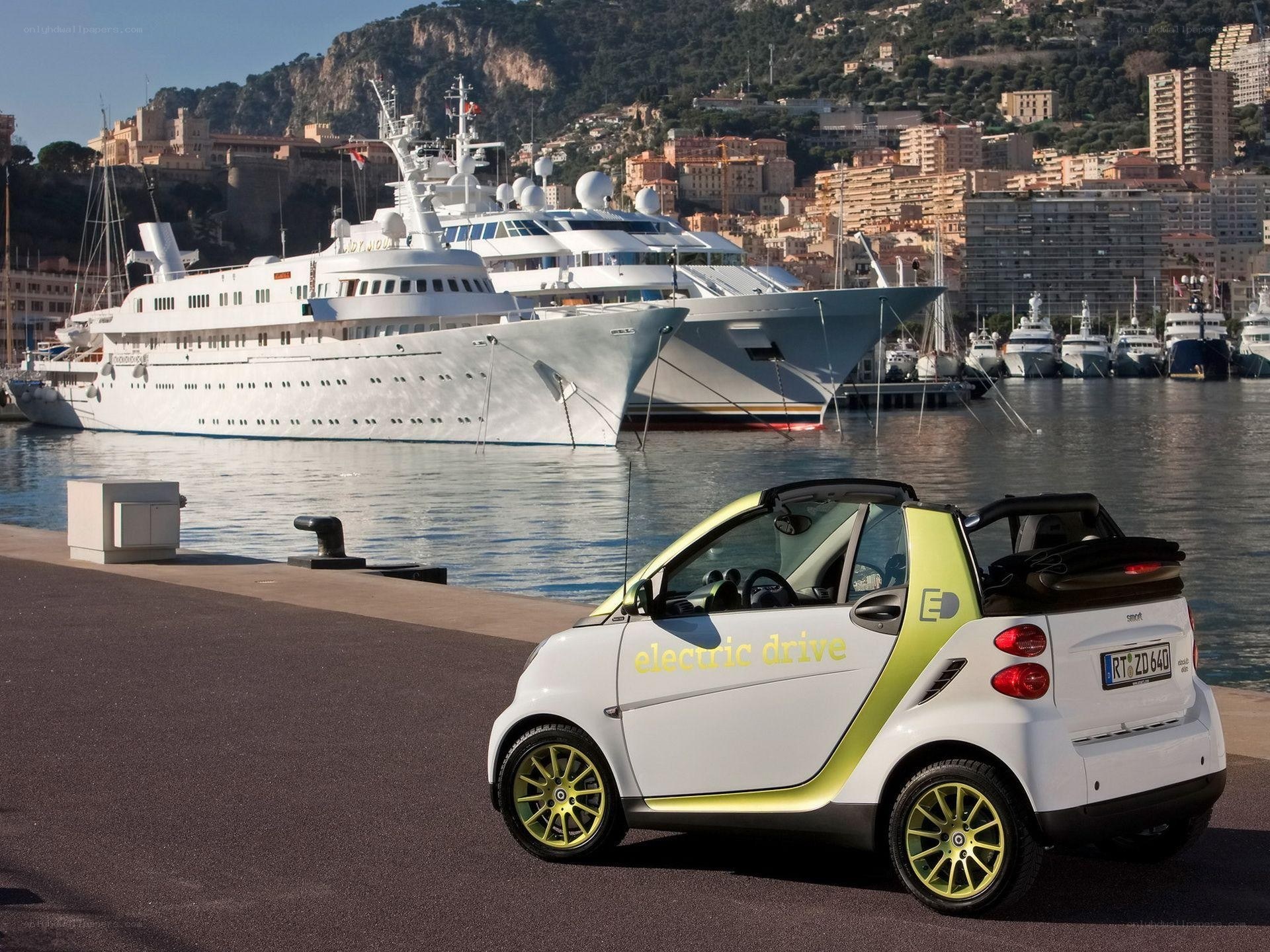 Smart car by the harbor