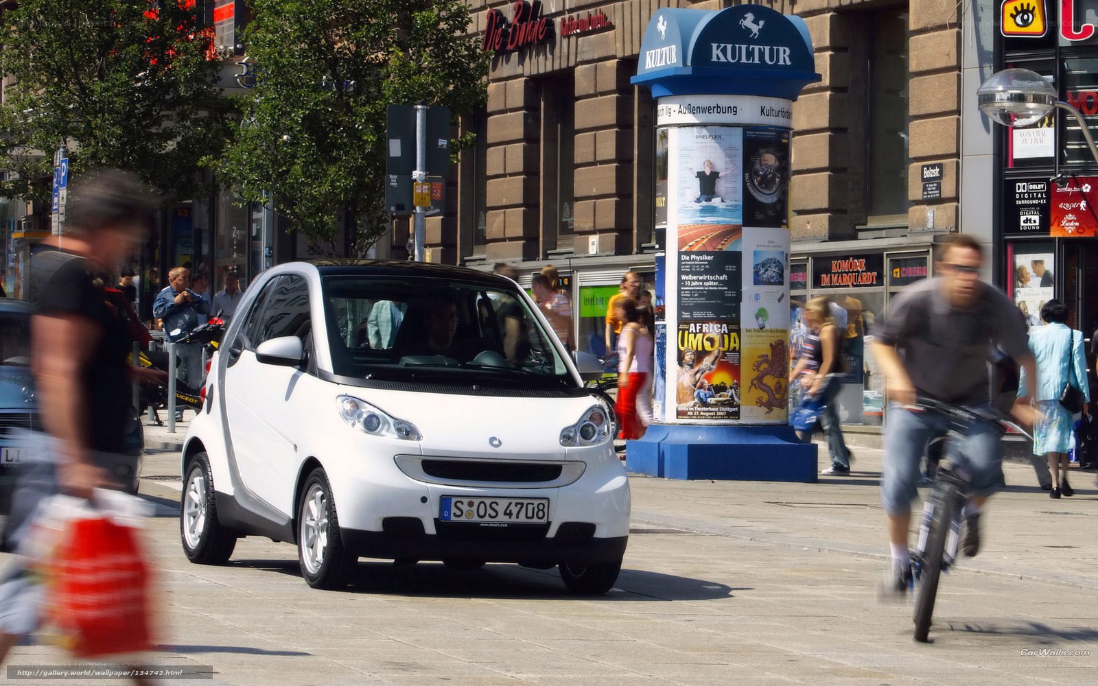 Smart car in city street