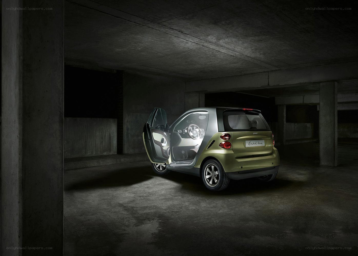 Smart car in parking garage