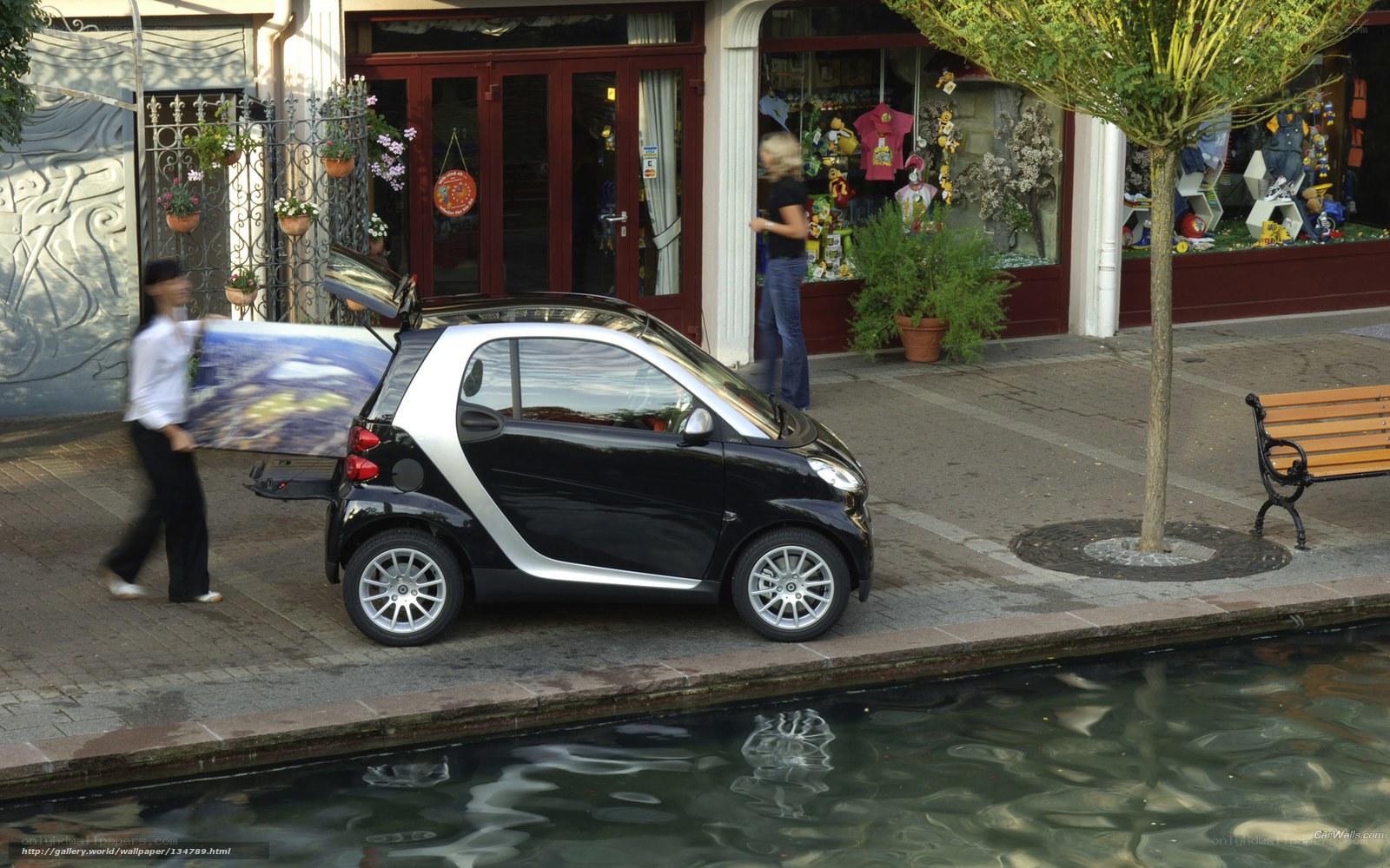 Smart car on a canal street