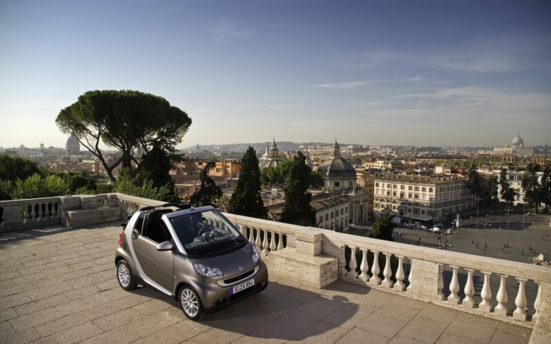 Smart car on a terrace in Rome