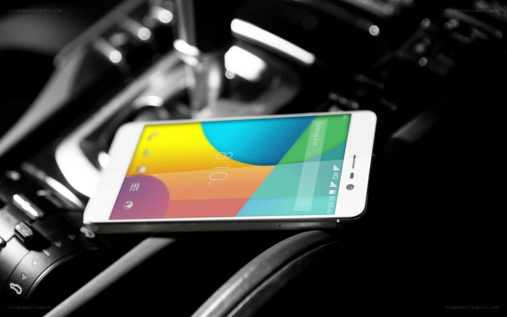smartphone in car interior