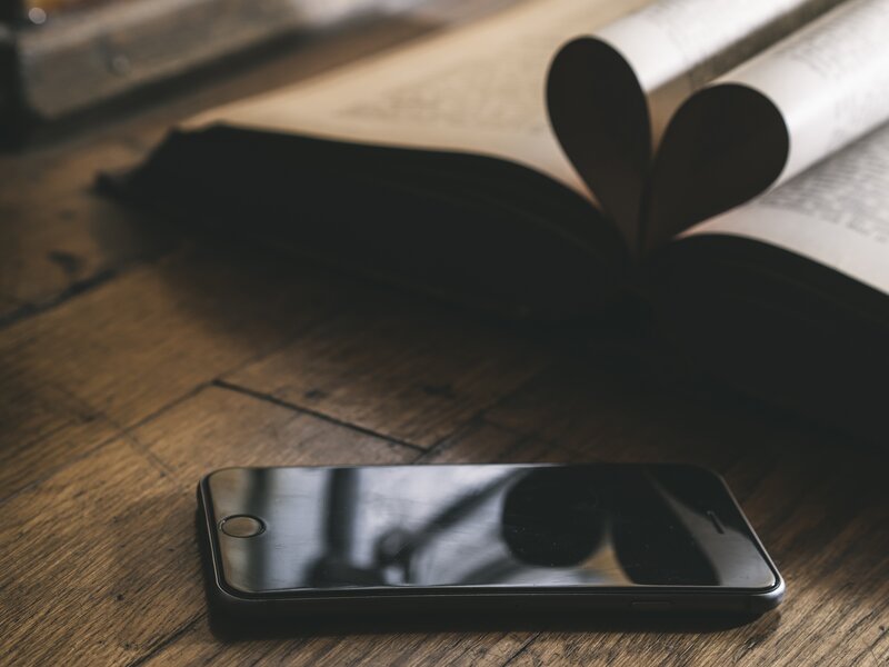 Smartphone on Wooden Table — Brown