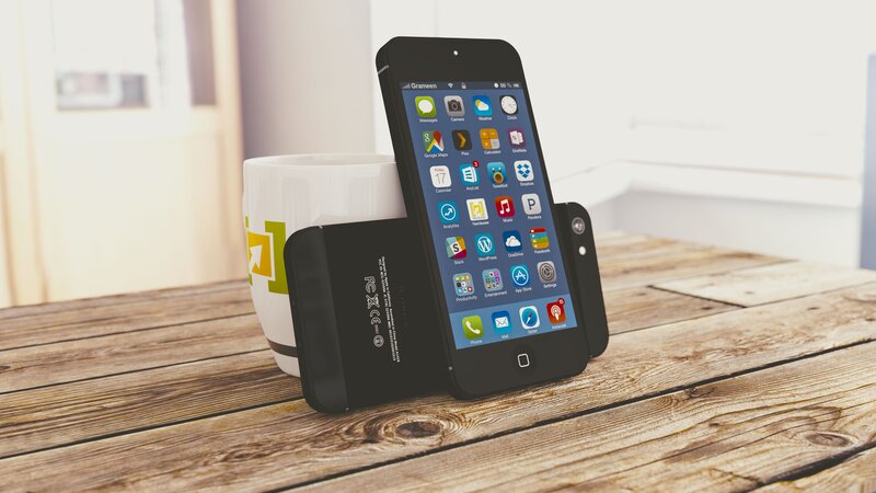 Smartphone on wooden table