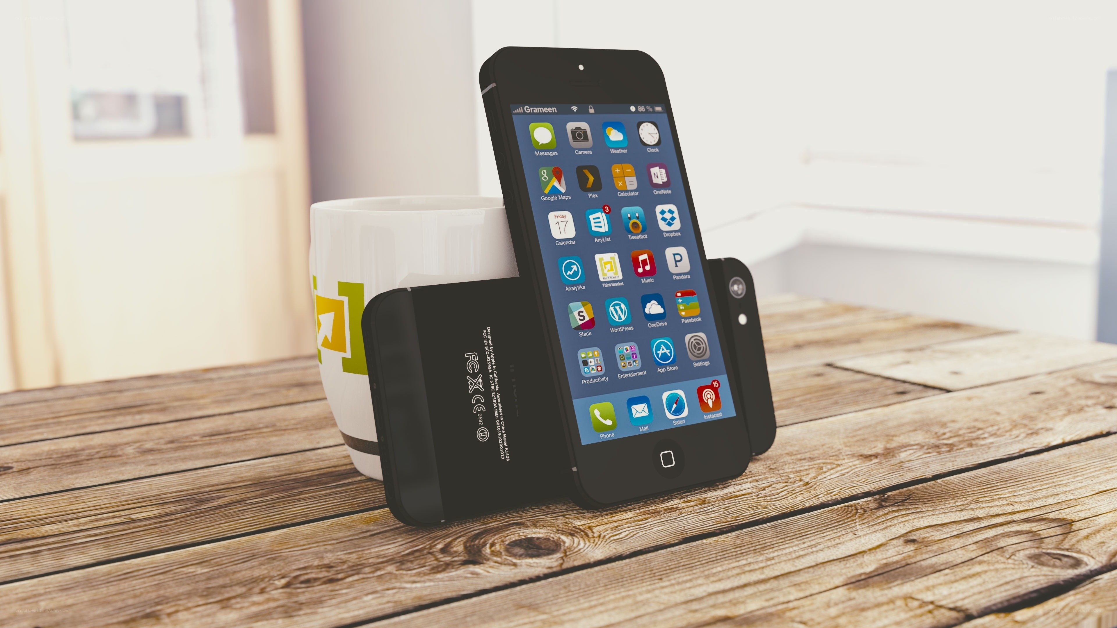 Smartphone on wooden table