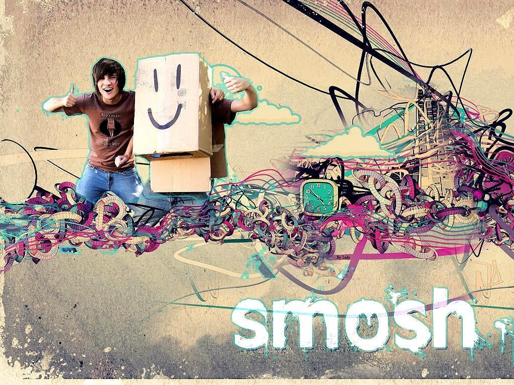 Smash art with smiling box