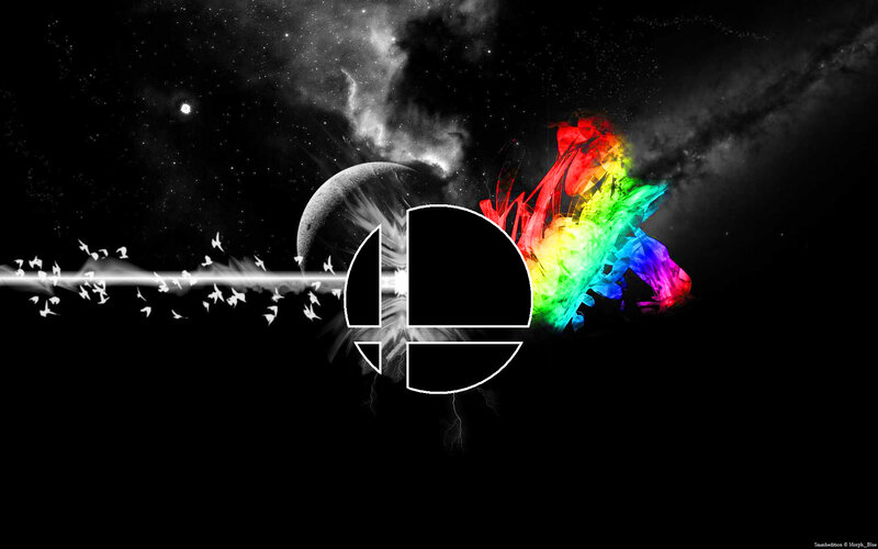 Smash Bros logo in space