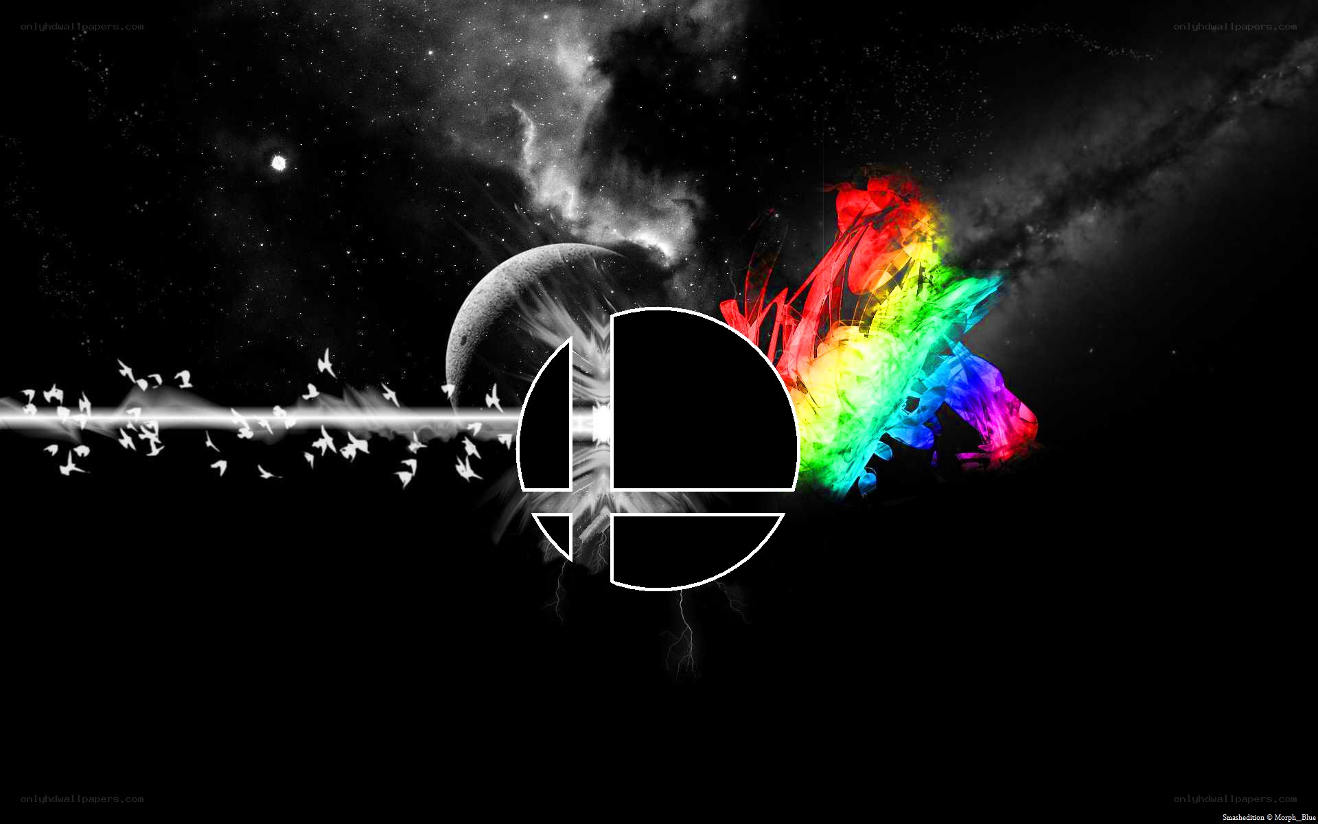 Smash Bros logo in space