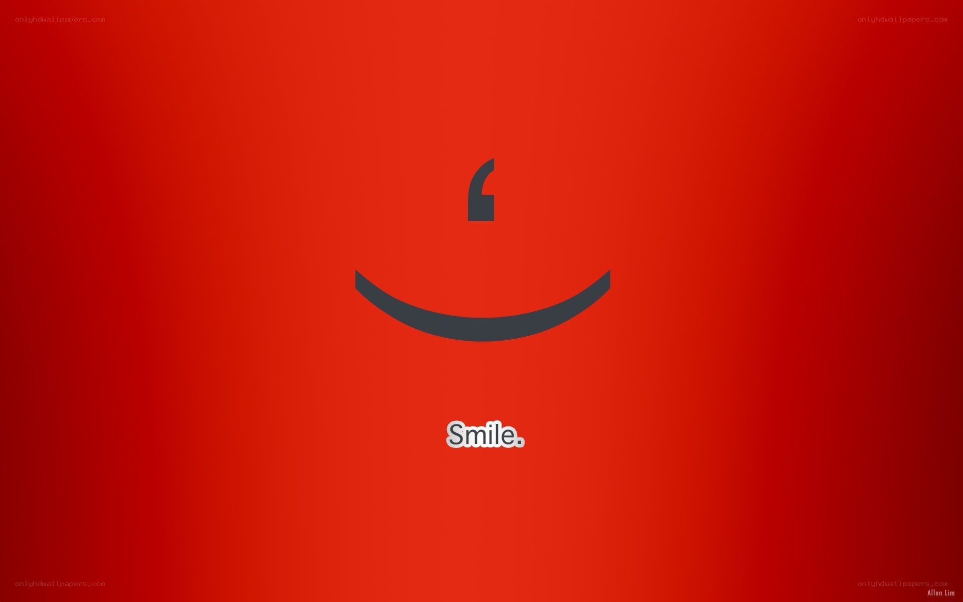 Smile graphic on red